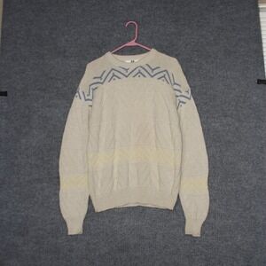 Vintage Gulf Traders Sweater Mens M Beige Knit‎ Pullover Geometric Made in USA